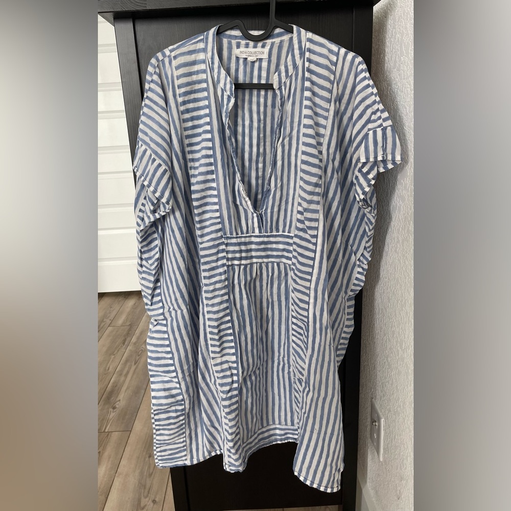 Emerson Fry (India Collection) Emerson Short Caftan - Blue Stripe